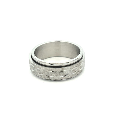 Kenzy Mii- Stainless Steel Brushed Flat Intertwined Design Men's Ring