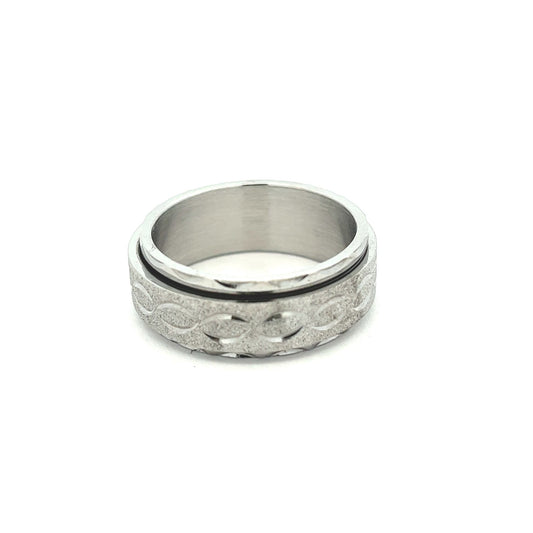 Kenzy Mii- Stainless Steel Brushed Flat Intertwined Design Men's Ring