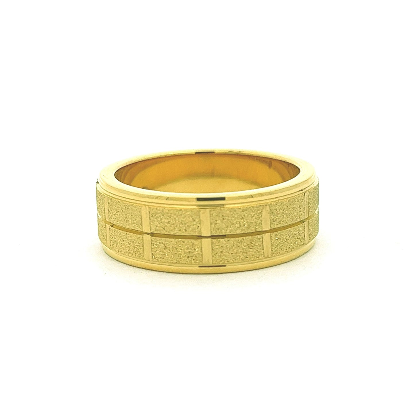 Kenzy Mii- Stainless Steel Fancy Grid Sand Blasted Men's Ring