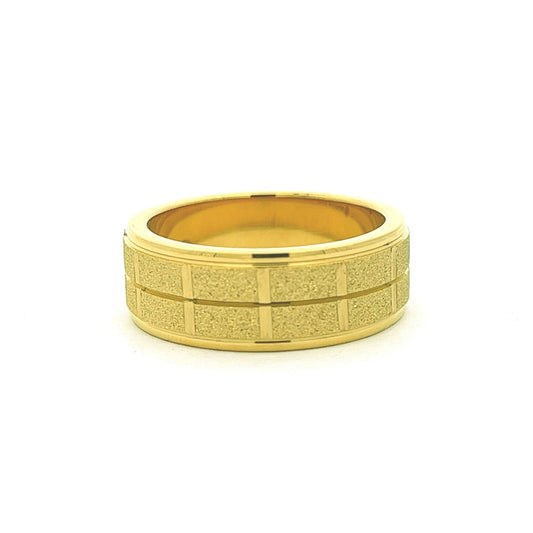 Kenzy Mii- Stainless Steel Fancy Grid Sand Blasted Men's Ring