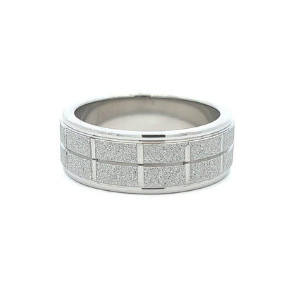 Kenzy Mii- Stainless Steel Fancy Grid Sand Blasted Men's Ring