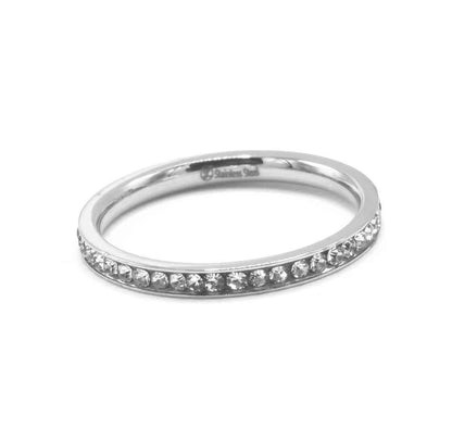Kenzy Mii - Stainless Steel Cubic Zirconia Engrave Engagement Women's Ring