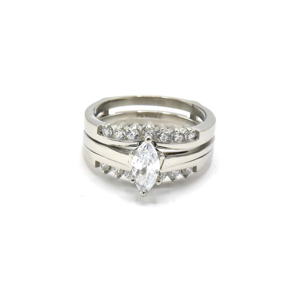 Kenzy Mii - Stainless Steel Sparkling White Gold Bridal Women's Ring