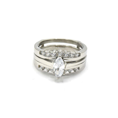 Kenzy Mii - Stainless Steel Sparkling White Gold Bridal Women's Ring