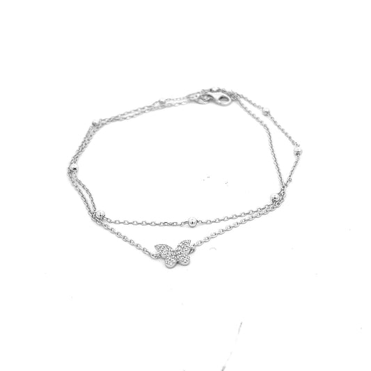 Kenzy Mii - 925 Sterling Silver Piper Butterfly Women's Anklet