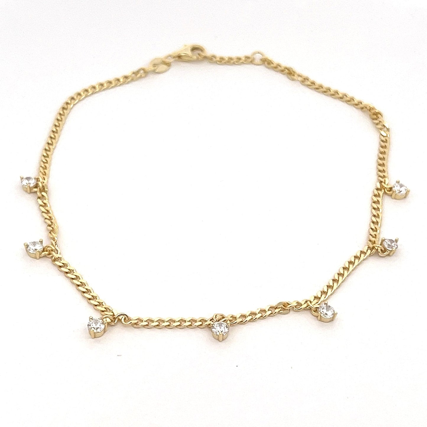 Kenzy Mii - 925 Sterling Silver Bezel Chain Women's Anklet