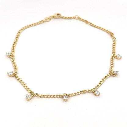 Kenzy Mii - 925 Sterling Silver Bezel Chain Women's Anklet
