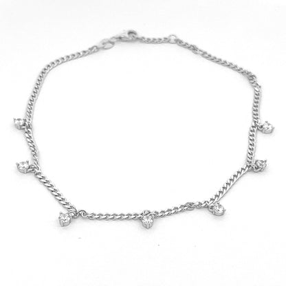 Kenzy Mii - 925 Sterling Silver Bezel Chain Women's Anklet