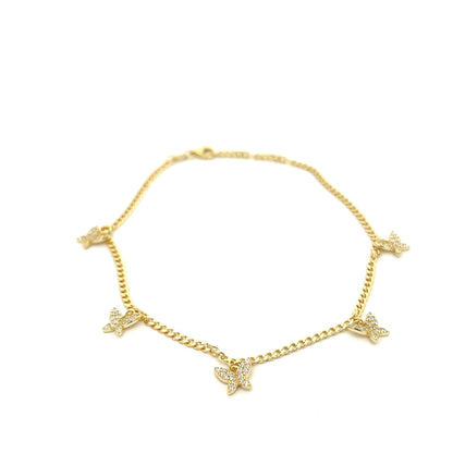 Kenzy Mii - 925 Sterling Silver Butterfly Women's Anklet