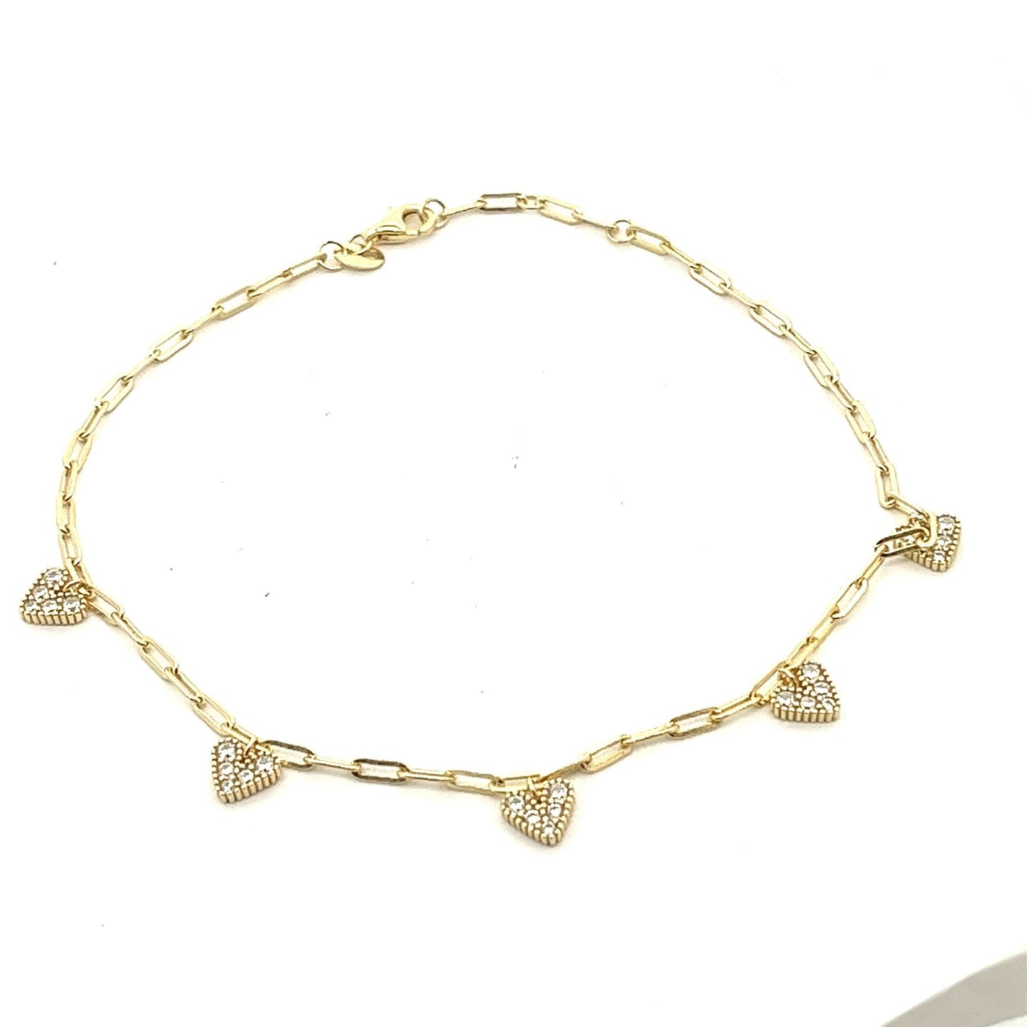 Kenzy Mii - 925 Sterling Silver Dainty Heart Charm Women's Anklet