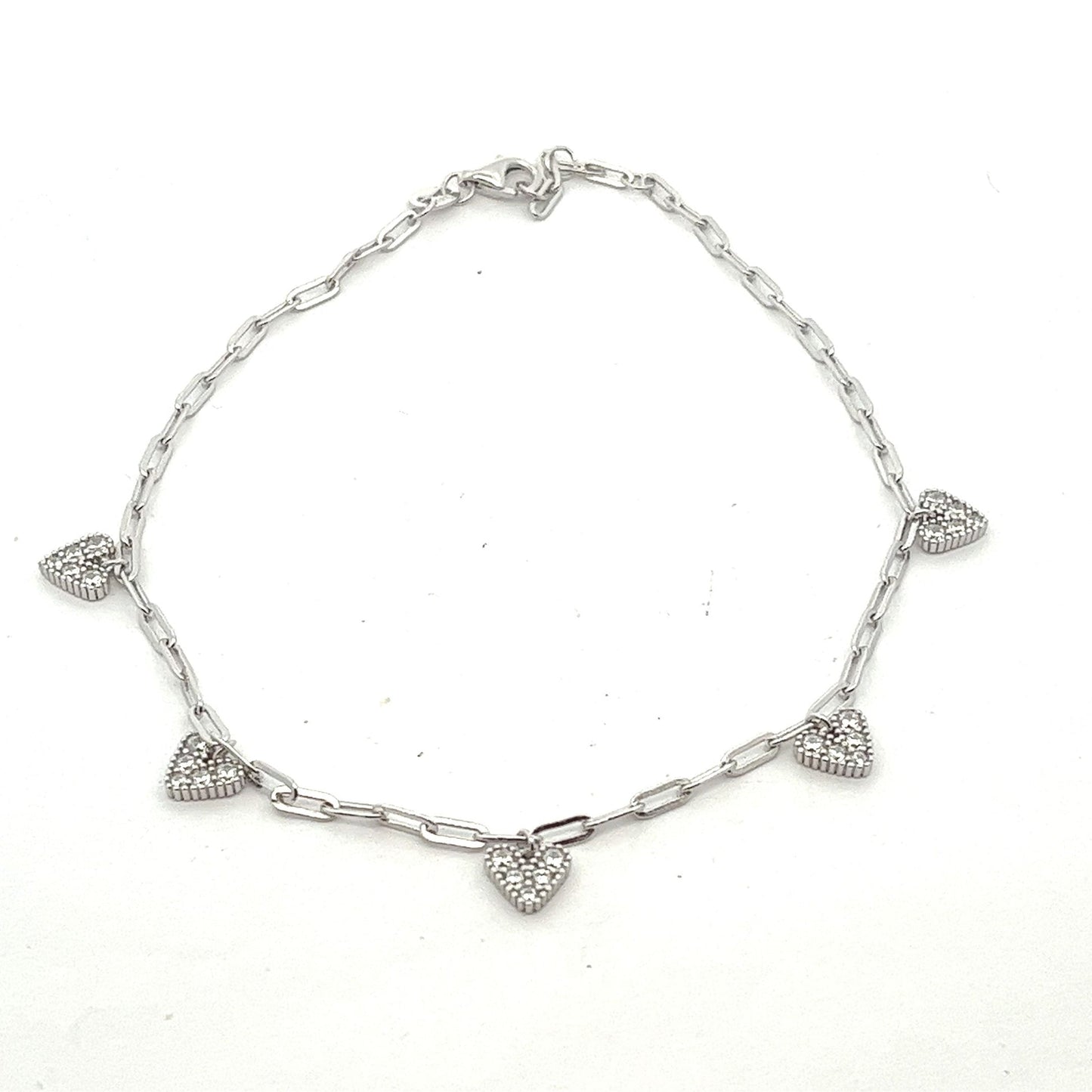 Kenzy Mii - 925 Sterling Silver Dainty Heart Charm Women's Anklet