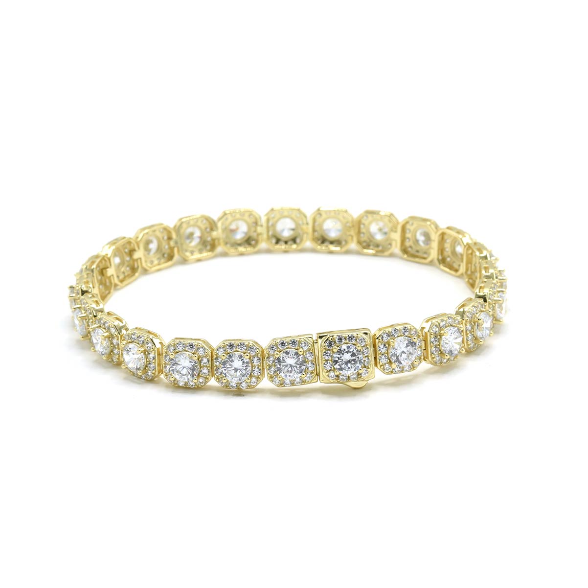 Kenzy Mii - 925 Sterling Silver Glitter Single Row Rhinestone Men's Bracelet
