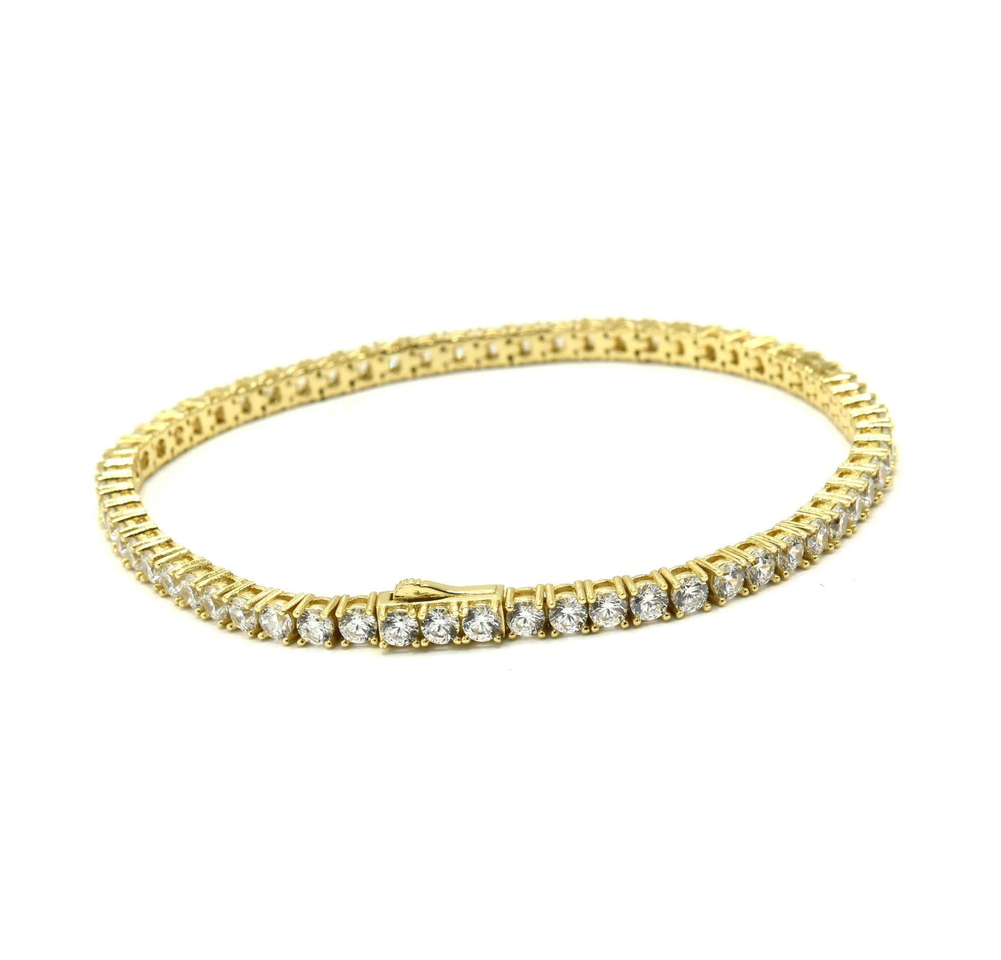 Kenzy Mii - 925 Sterling Silver Princess Cut Claw Set Tennis Women's Bracelet
