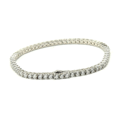 Kenzy Mii - 925 Sterling Silver Princess Cut Claw Set Tennis Women's Bracelet