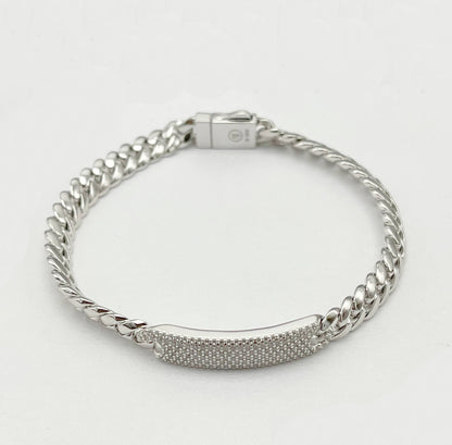 Kenzy Mii - 925 Sterling Silver Hearts With Stone Men's Bracelet