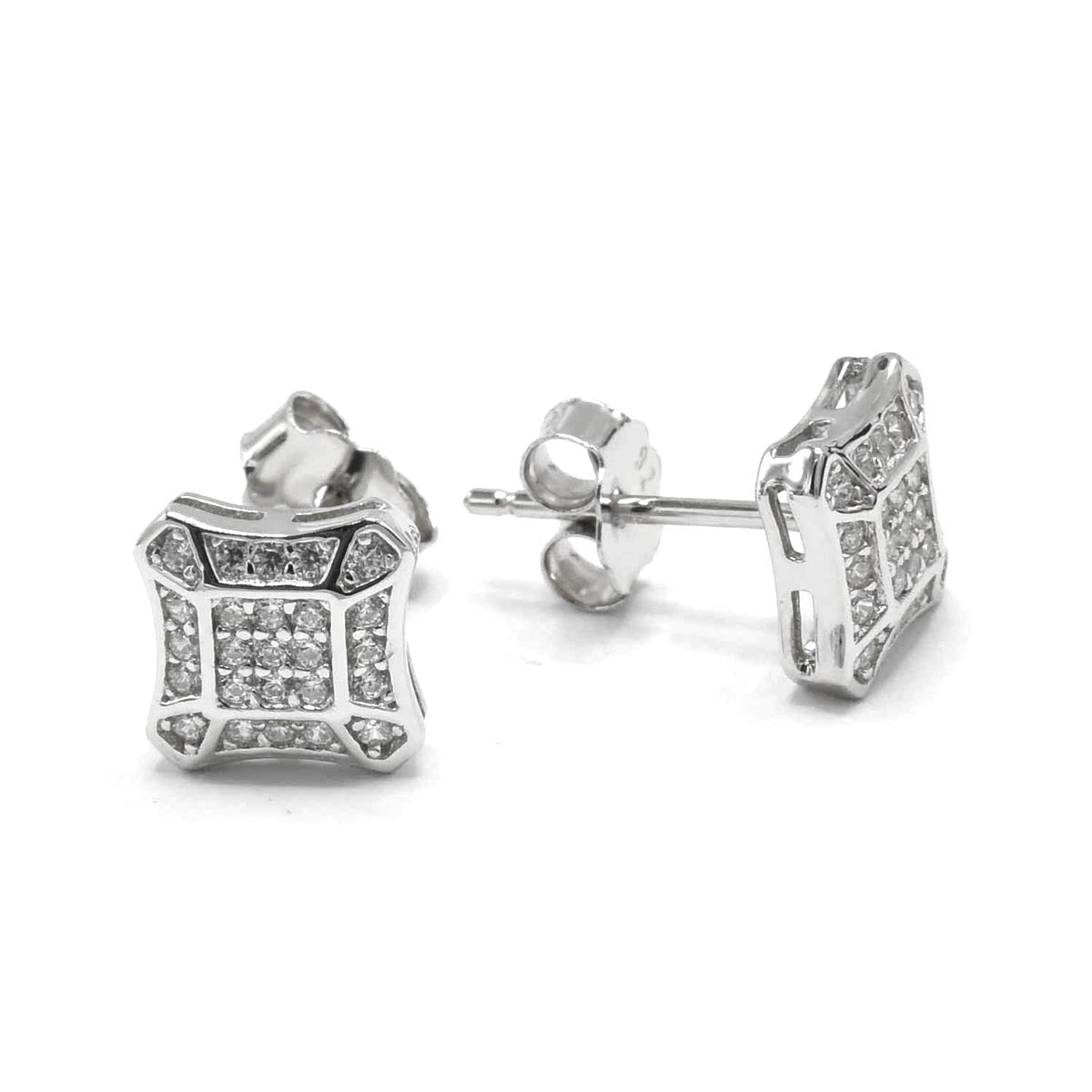 Kenzy Mii - 925 Sterling Silver Square  Men's Earings