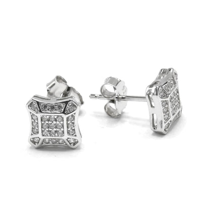 Kenzy Mii - 925 Sterling Silver Square  Men's Earings