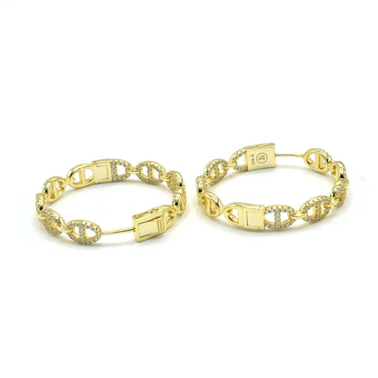 Kenzy Mii - 925 Sterling Silver Punk Linear Chain Link Women's Earings