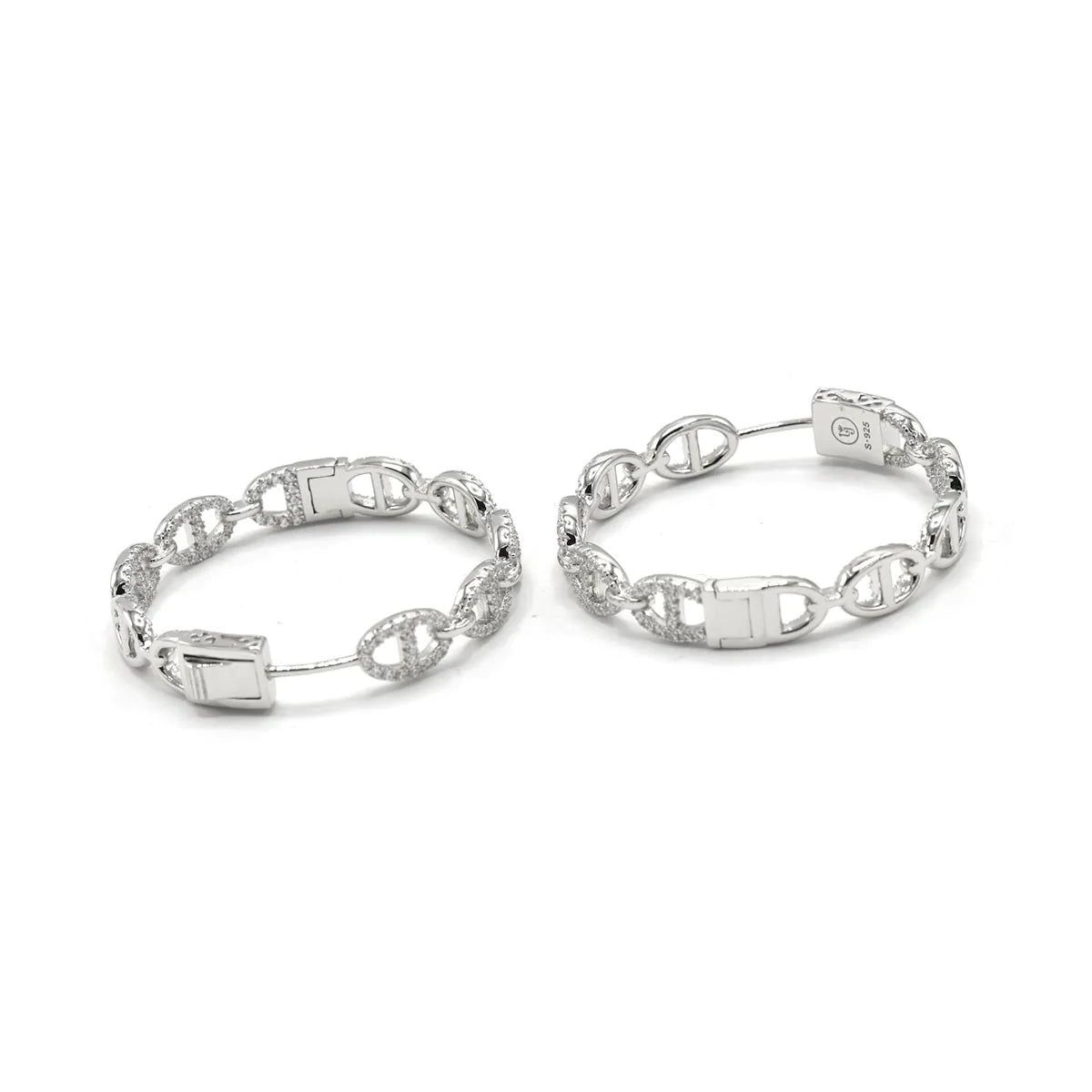 Kenzy Mii - 925 Sterling Silver Punk Linear Chain Link Women's Earings