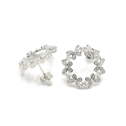 Kenzy Mii - 925 Sterling Silver Flower Petite Women's Earings