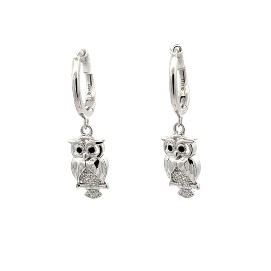 Kenzy Mii - 925 Sterling Silver Owl Charm Women's Earings