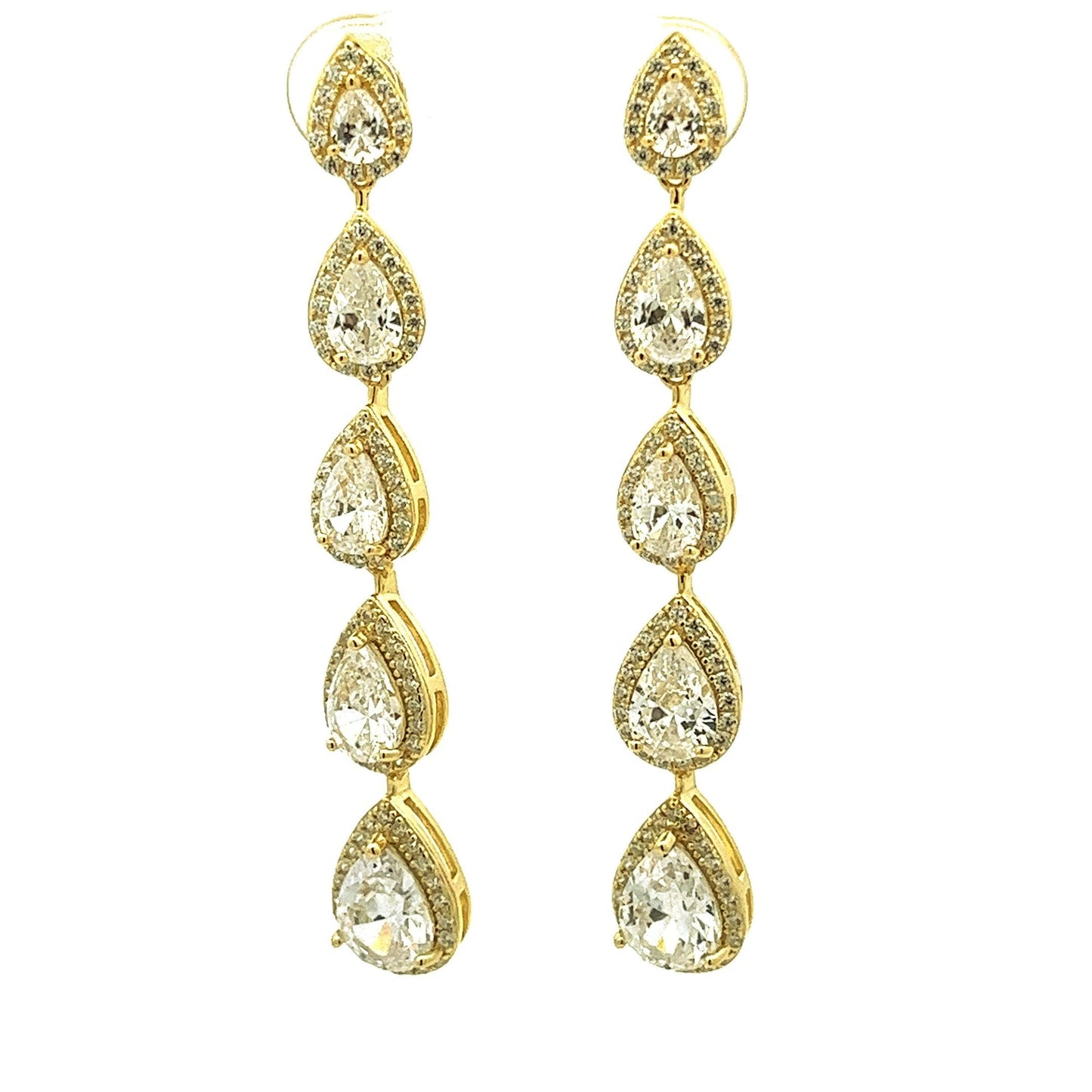 Kenzy Mii - 925 Sterling Silver 5 Tier Sparky Bridal Dangle Drop Women's Earings