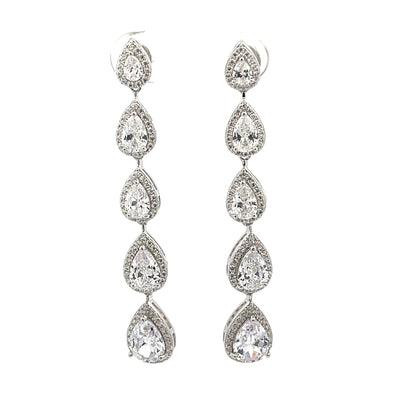 Kenzy Mii - 925 Sterling Silver 5 Tier Sparky Bridal Dangle Drop Women's Earings