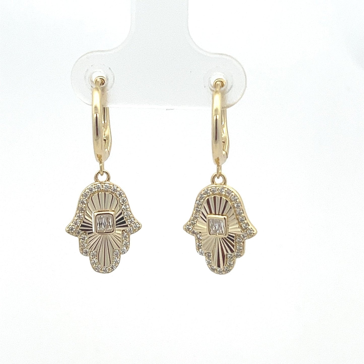 Kenzy Mii - 925 Sterling Silver Hamsa with Evil Eye French Women's Earings