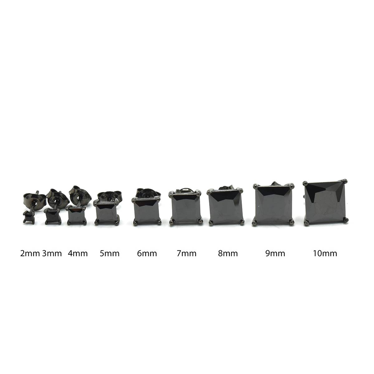 Kenzy Mii - 925 Sterling Silver Classic Black Glamorous Square Stud Women's Earings