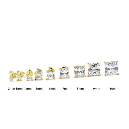 Kenzy Mii - 925 Sterling Silver Solitaire Square Stud Women's Earings