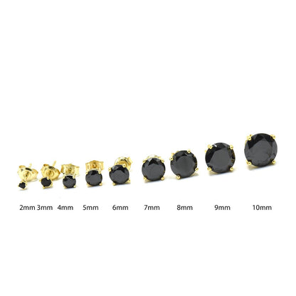 Kenzy Mii - 925 Sterling Silver Classic Black Glamorous Round Stud Women's Earings