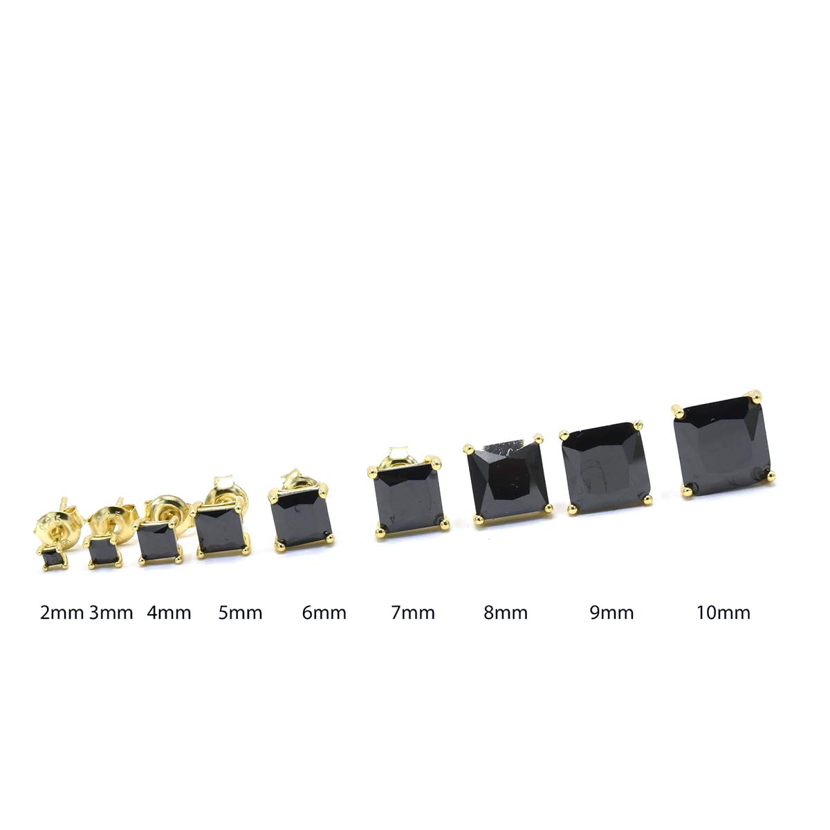 Kenzy Mii - 925 Sterling Silver Classic Black Glamorous Square Stud Women's Earings