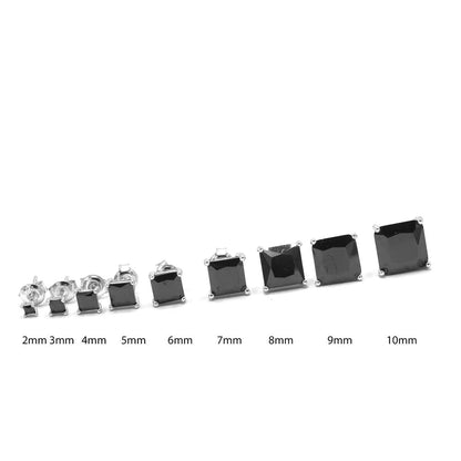 Kenzy Mii - 925 Sterling Silver Classic Black Glamorous Square Stud Women's Earings