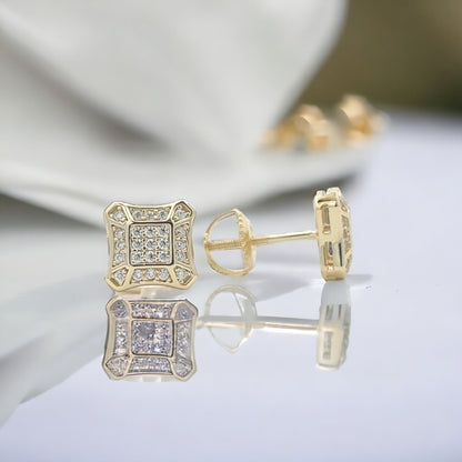 Kenzy Mii- 925 Sterling Silver Square Alloy Piercing Moissanite Unisex Earrings