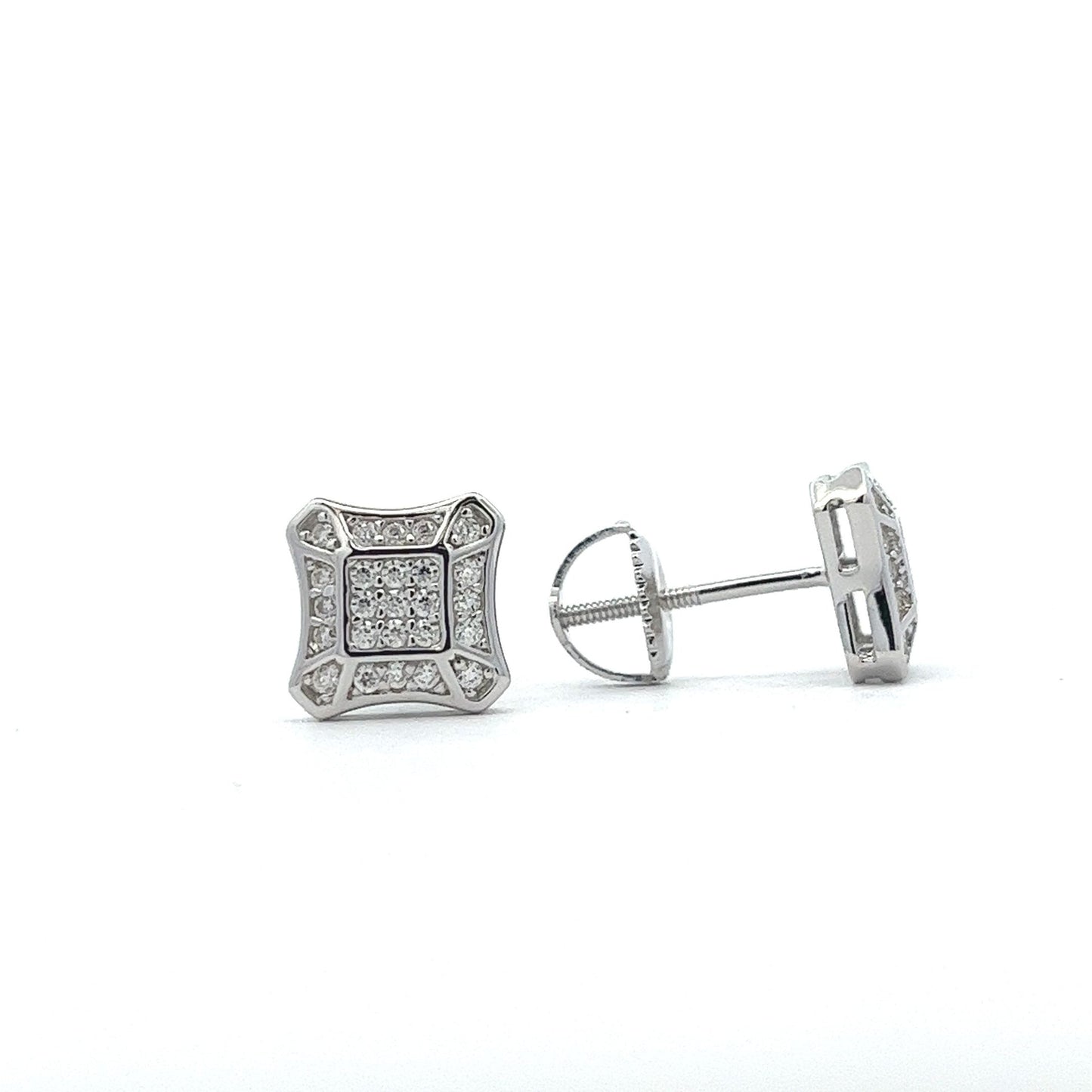 Kenzy Mii- 925 Sterling Silver Square Alloy Piercing Moissanite Unisex Earrings