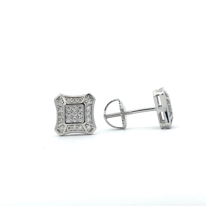 Kenzy Mii- 925 Sterling Silver Square Alloy Piercing Moissanite Unisex Earrings