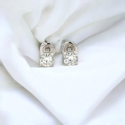 Kenzy Mii- 925 Sterling Silver Solitaire Stud Round Cut Simulated Moissanite Unisex Earrings