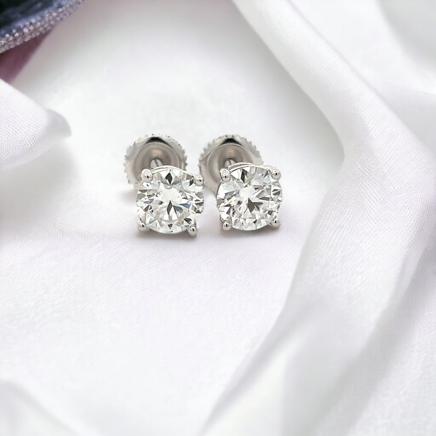 Kenzy Mii- 925 Sterling Silver Round Cut Lab Moissanite Unisex Earrings