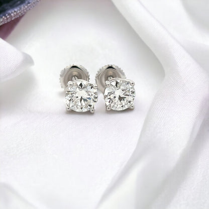 Kenzy Mii- 925 Sterling Silver Round Cut Lab Moissanite Unisex Earrings