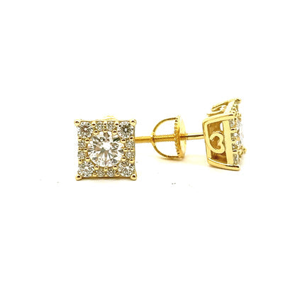 Kenzy Mii- 925 Sterling Silver Moissanite Square Unisex Earring