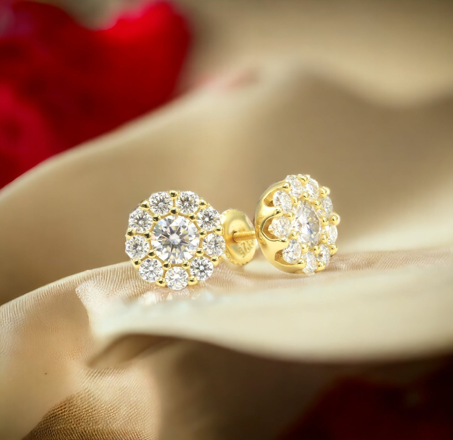 Kenzy Mii- 925 Sterling Silver Charming Flower Stud Moissanite Unisex Earrings