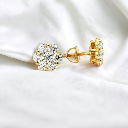 Kenzy Mii- 925 Sterling Silver Mini Flora Stud Moissanite Unisex Earrings