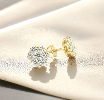 Kenzy Mii- 925 Sterling Silver Mini Flora Stud Moissanite Unisex Earrings