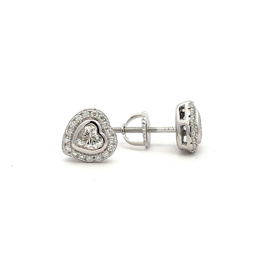 Kenzy Mii- 925 Sterling Silver Romantic Beautiful Heart Moissanite Unisex Earrings