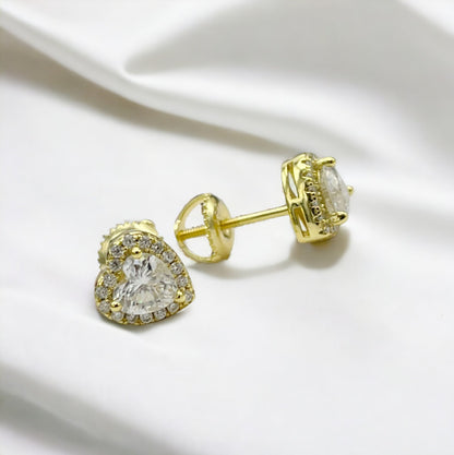 Kenzy Mii- 925 Sterling Silver Heart Shape Micro Pave Moissanite Unisex Earrings