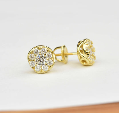 Kenzy Mii- 925 Sterling Silver Round Stud Moissanite Unisex Earrings