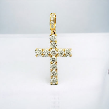 Kenzy Mii- Sterling Silver Diamond Latin Cross Moissanite Unisex Pendant