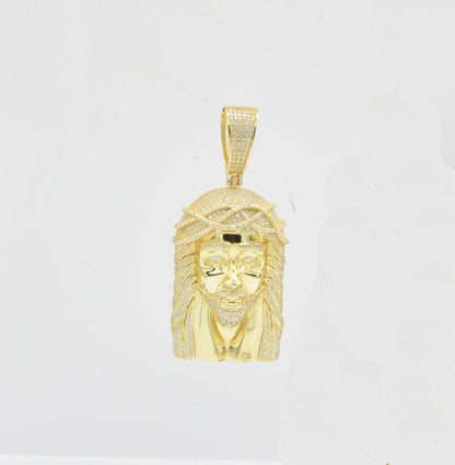 Kenzy Mii- Sterling Silver Jesus Moissanite Unisex Pendant