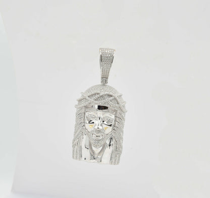 Kenzy Mii- Sterling Silver Jesus Moissanite Unisex Pendant