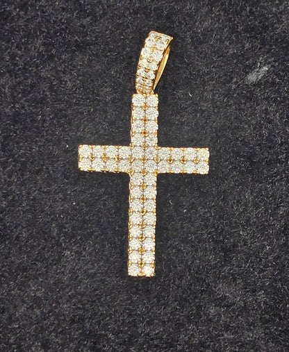 Kenzy Mii- Sterling Silver Iced Out Moissanite Unisex Cross Pendant